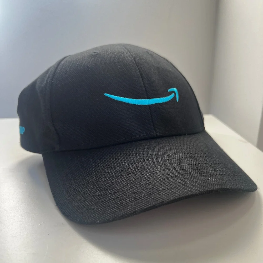 Amazon EWR4 Leadership CornerStone Canvas Snapback Hat Black Teal Smile Logo